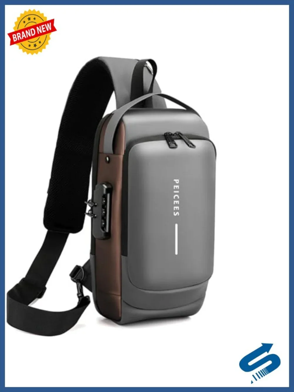 Men's Anti Theft Crossbody Bag with Password Lock USB Charging Water Resistant